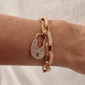 Michael Kors NEW Padlock Rose Gold Blush Acrylic Crystal